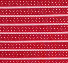 red and white striped fabric with polka dots