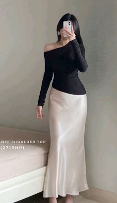 Formal Long Skirt Outfit Classy, Rich Aunt Outfit Ideas, Fashion Inspo Outfits Modest, Sweaters And Long Skirts, Natural Essence Outfits, Maxi Skirt Outfit Formal, Hourglass Outfits Aesthetic, Cold Weather Wedding Outfit Guest Classy, Satin Long Skirt Outfit