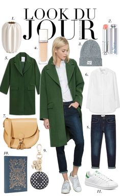 Fall 2016 Outfits, Organized Closet, White Boyfriend Jeans, Green Wool Coat, Look Boho Chic, Chique Outfit, Outfits 2016, Coat Closet, Trendy Swimwear