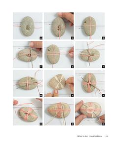 step by step instructions on how to make an ornament for a rock with ribbon