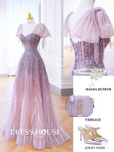 Fantasy Evening Dress, Chiffon Princess Dress, Fantasy Prom Dress Purple, Pink Fairytale Dress For Dress-up, Purple Ethereal Aesthetic Dress, Fantasy Princess Dress Aesthetic Purple, Kawaii Prom Dress Pink, Mode Indie