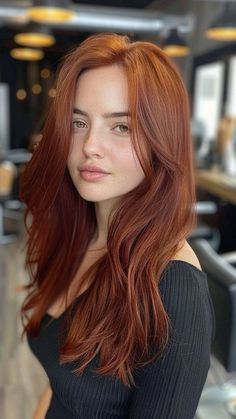 Hair Colors For Pale Neutral Skin, Solid Red Hair Color, Red Hair Hazel Eyes Olive Skin, Lighter Red Hair, Copper Hair For Cool Skin Tones, Brunette To Redhead, Light Brown Red Hair Color, Dark Copper Red Hair Color Tan Skin, Earthy Hair Color