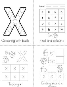 printable worksheet for beginning and ending the letter x with pictures to color