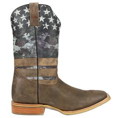 These Tin Haul Freedom Square Boots are made for todays modern day cowboys. Handmade with amazing colors and a one of a kind outsole design that are sure to leave an impression. Stand out in the crowd with a bold pair of Tin Haul Boots. Crafted from genuine leather, Tin Haul boots feature premium leather vamp and 11" leather shaft with a leather lining and all new removable gel insoles for added comfort. Size: 13D.  Color: Brown.  Gender: male.  Age Group: adult. Mens Square Toe Boots, Ariat Work Boots, Tin Haul Boots, Square Boots, Cowboy Casual, Outsole Design, Tin Haul, Square Toe Western Boots, Dan Post Boots