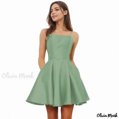 Olivia Mark - Short Satin Cocktail Dress with Spaghetti Straps for Homecoming and Parties Short Satin, Satin Cocktail Dress, Mid Dresses, Wedding Dress Styles, Leather Dress, Homecoming Dresses, Homecoming, Halter Dress, Spaghetti Strap