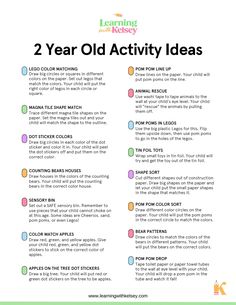 two year old activity ideas for kids to use in their homes and school activities, including reading