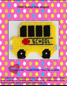 a school bus is made out of plastic beads