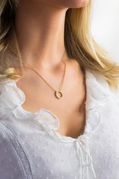 Gold Circle Necklace, Circle Necklace, Color Free, Gold Plating, The Collection, Zinc Alloy, 18k Gold, Chain Necklace, Gold Necklace