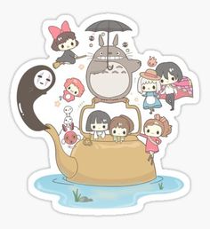 an image of some cute cartoon characters on a teapot with the words i love you