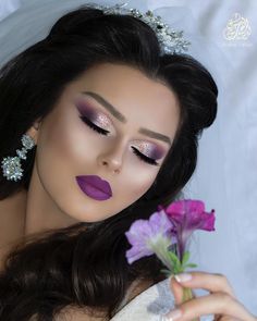 Purple Bride Makeup, Purple Wedding Makeup The Bride, Purple Bridal Makeup, Purple Wedding Makeup, Soft Bridal Makeup, Indian Bride Makeup, Bridal Eye Makeup, Purple Eye Makeup