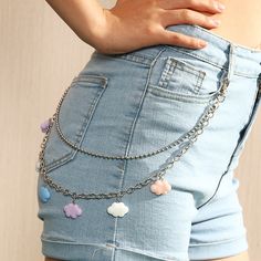 Hipster Rings, Jeans Chain, Punk Chic, Pant Chains, Haine Diy, Flower Pants, Chain Belts, Kawaii Fashion Outfits, Punk Jewelry