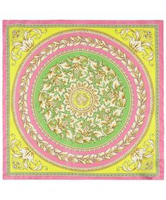 Scarf Versace, Versace Baroque, Design Symmetry, Baroque Floral, Versace Pink, Pink Circle, Hijab Designs, Baroque Print