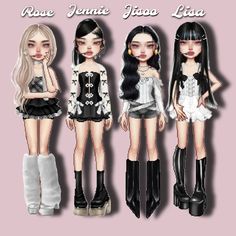 #jisoo #jennie #lisa #Rose #blackpink #kpop #everskies Everskies Outfits Blackpink, Blackpink Uniform, Concert Outfit Blackpink, Blackpink Outfits Ideas, Kpop Everskies, Super Hero Outfits