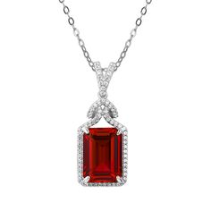 Features These Emerald Cut Ruby Sterling Silver Halo Necklace Pendant feature a classic and stylish design style suitable for any occasion. Made all by hand! It truly deserves a spot in every jewelry collection. Beautifully crafted, this style is sure to become a treasured keepsake. Each Ruby used for our jewelry was carefully checked and verified by our experts, so that they meet the highest standard. Providing high-quality items is our most important goal, which starts with selecting the best Ruby Pendants, Antique Ruby Ring, Ruby Necklace Designs, Ruby Jewelry Necklaces, Jewelry Ruby, Ruby Necklace Pendant, Jewelry Design Drawing, Halo Necklace, Witch Jewelry