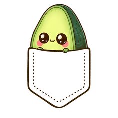 a cartoon cucumber with eyes sticking out of the pocket