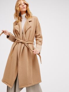 Undercover Coat | Cozy coat with a cool girl, effortless feel. Features an oversized fit with an easy belt at the waist. Rolled sleeve cuffs for a lived-in look. Free People Beach, Natural Clothing, Cozy Coats, Fabulous Fashion, Straight Pants, Sweater Coats, Linen Pants, Long Sweaters