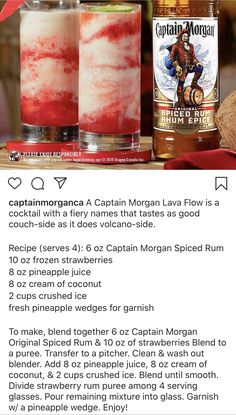 the recipe for captain morgan's rum is shown in an email post, with information about how to make it