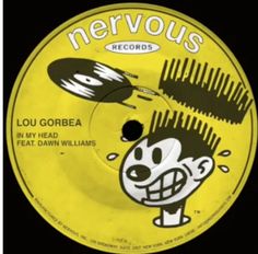 the label for nervous records shows a cartoon character with hair combs in his head