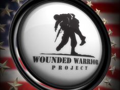 the wounded warrior project logo is shown in front of an american flag and star - spaned background