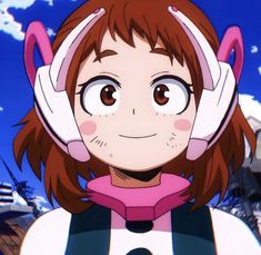 an anime character with headphones on her ears