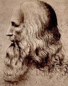 an old drawing of a man with long hair