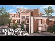 bloxburg small house layouts Hillside Modern Mansion Bloxburg, Bloxburg Mansion Ideas Modern, Bloxburg Hillside Mansion, Mountain House Bloxburg, Hill Side House, Bloxburg Mansion Ideas Exterior, Bloxburg Modern House Ideas, Bloxburg Mountain House