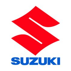 the suzuki logo is shown in red and blue