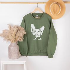 🐔This Chicken Sweatshirt or Hoodie is the perfect gift for everyone! Your orders made with the highest quality materials and are super soft, comfy and cozy!! 🐔 🟢HOW TO ORDER 🟢 1. Check and Review ALL Photos 📷 2. Select Your Sweatshirt/Hoodie Size and T-Shirt Color from drop down menus ✨ 3.Select Your Design Print Color from images and mention in personalization section 🎨 4. Add to cart & place order 🛒 We're constantly striving to provide excellent service. We'd love to get your feedback : Hooded Fall Sweatshirt Gift, Fall Gift Hooded Sweatshirt, Fall Hooded Sweatshirt, Fall Season Hoodie Sweatshirt As A Gift, Fall Sweatshirt Hoodie As A Gift, Fall Hoodie Sweatshirt As Gift, Custom Print Cotton Hoodie Sweatshirt, Cotton Hoodie Sweatshirt With Custom Print, Graphic Print Long Sleeve Hoodie As A Gift