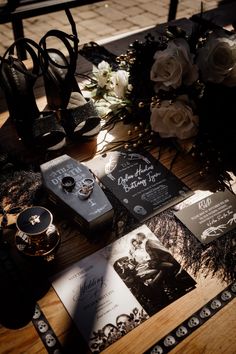 moody wedding day details Modern Goth Wedding, Moody Wedding Details, Moody Wedding Vibes, Moody Romantic Wedding Photography, Dark Moody Wedding Photography, Small Black Wedding, Dark And Moody Wedding Photography, Moody Wedding Dress, Goth Wedding Ideas