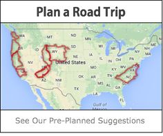 a map with the words plan a road trip and see our pre - planned suggestions