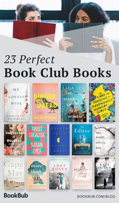 two girls reading books together with the title 25 perfect book club books on top of them