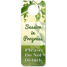 a door hanger with yoga class in session written on the front and back side