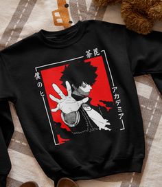 Unisex Dabi Sweatshirt My Hero Academia Anime Tee Boku No Hero Academia Anime A sturdy and warm sweatshirt bound to keep you warm in the colder months. A pre-shrunk, classic fit sweater that's made with air-jet spun yarn for a soft feel and reduced pilling. • 50% cotton, 50% polyester • Pre-shrunk • Classic fit with no center crease • 1x1 athletic rib knit collar with spandex • Air-jet spun yarn with a soft feel and reduced pilling • Double-needle stitched collar, shoulders, armholes, cuffs, and Spiderweb Sweater, Sarcastic Clothing, My Hero Academia Anime, Y2k Outfit Ideas, Academia Outfits, Anime Sweatshirt, Clothing Design Sketches, Anime Tees, Cute Dress Outfits