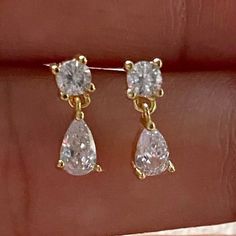 Small Dangle Earrings, Yellow Heart, Diamond Dangle Earrings, Best Birthday Gifts, Pear Shaped Diamond, Engraved Rings, Gold Earrings Studs, Birthday Gifts For Her, Pear Shape