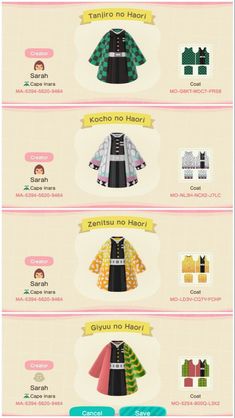 an info sheet with different types of clothing