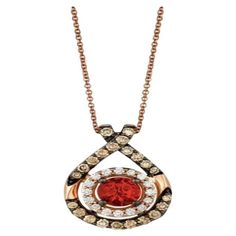 Le Vian Chocolatier® Pendant featuring 1/2 cts. Neon Tangerine Fire Opal®, 1/2 cts. Chocolate Diamonds®, 1/5 cts. Vanilla Diamonds® set in 14K Strawberry Gold® Chocolate Diamonds, Fire Opal, Vanilla, Opal, Jewelry Necklace Pendant, Neon, Jewelry Necklaces, Pendant Necklace, Pendant