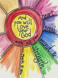 a drawing with the words and you will love god