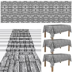 an image of a stone wall and table cloths with different angles to fit it