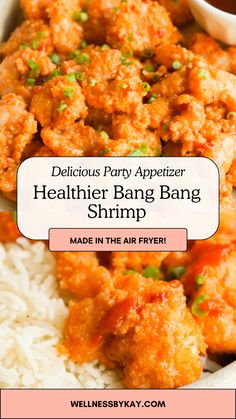 delicious party appetizer for healthier bang bang shrimp made in the air fryer