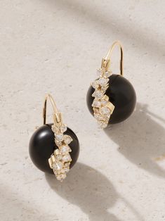 Sydney Evan's earrings are from her playful 'Cocktail' collection filled with pieces fit for a party. They're made from 14-karat gold and have glossy onyx beads traced with 0.70-carats of glittering diamonds in an off-kilter setting. Black Diamond Earrings, Luxury Earrings, Sydney Evan, Diamond Glitter, Gold Pearl Earrings, Diamond Earring, Onyx Earrings, Ruby Earrings, Onyx Bead