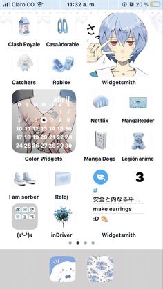 an iphone screen with various icons and texting on it, including the words in japanese