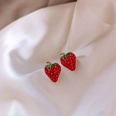 Cherry Long Drop Earrings Women Wedding Jewelry Kids Jewellery, Cherry Drop Earrings, Fruit Earrings, Long Drop Earrings, Small Earrings, Girls Earrings, Ear Jewelry, Gold Plated Jewelry, Silver Earrings Studs