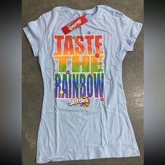 New With Tags Skittles Tshirt. Labeled As Large But Fits Like A Small Adult Or A Large Children’s. Rainbow Skittles, Taste The Rainbow, The Rainbow, Tshirt Colors, Color Blue, Womens Tops, Tops & Tees, Rainbow, Tags