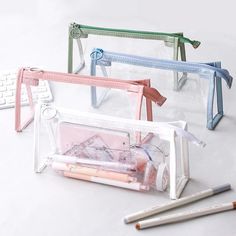 Transparent Pencil Case, Clear Pencil Case, Large Pencil Case, Desk Supplies, Pen Pouch, Stationery Organization, Portable Storage, Pencil Bags, Pen Case