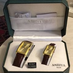 Set Of 2 New Watches By Amriya Milan. One Men’s Watch, One Ladies Watch. Quartz With Goldtone Faces And Case. Brown Leather Bands. These Would Make A Great Couples Gift. Leather Business Card Holder, Coach Watch, Kate Spade Watch, Timex Watches, Gucci Watch, Rhinestone Fashion, Fossil Watch, Apple Watch Bands Leather, Fossil Watches