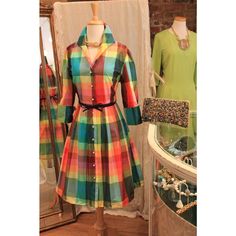 This Dress Is Absolutely Gorgeous And In Like New Condition. Sara Campbell, Multi-Color, Plaid, Long-Sleeve Dress With Pearl Buttons And Black Patent Leather Belt. Lining Is A Gorgeous Lime Green. Fitted Multicolor Dresses For Daywear, Retro Multicolor Dresses For Daywear, Multicolor A-line Dress For Daywear, Rainbow Plaid, Pearl Dress, Neon Rainbow, Pearl Buttons, Plaid Dress, Black Patent Leather