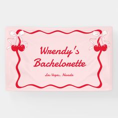 a pink sign that says weedy's baclelopette with cherries on it