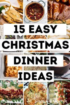 a collage of different christmas dinner ideas