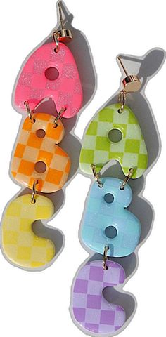 Playful Multicolor Personalized Earrings, Playful Personalized Multicolor Earrings, Teacher Polymer Clay, School Earrings, Clay Dangle Earrings, Teacher Appreciation Gift, School Teacher, Earring Backs, Teacher Appreciation