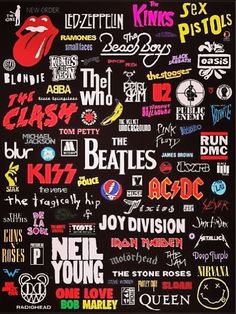 the rolling stones poster with many different kinds of logos